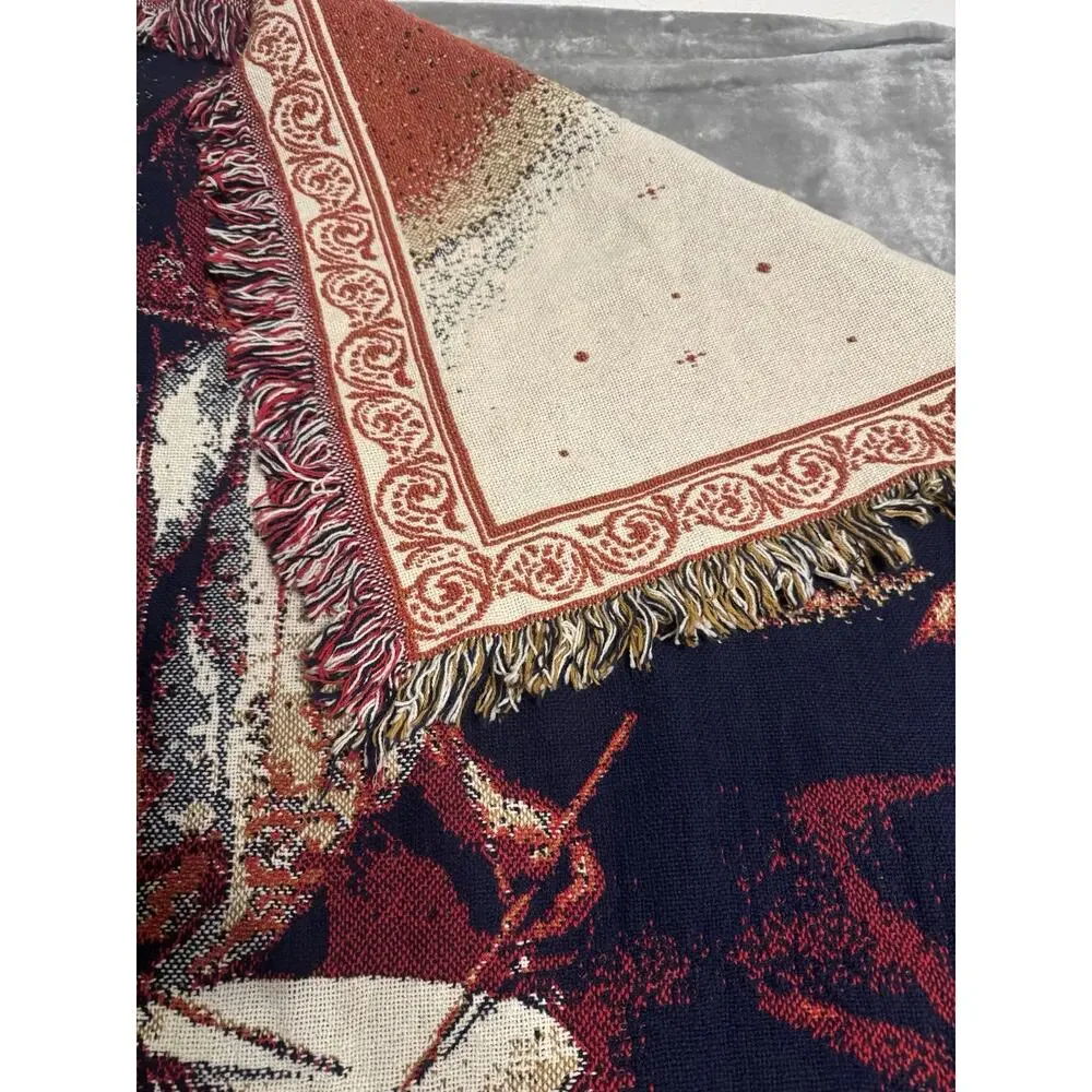 Dummer Boy Christmas Holiday Winter Tapestry Afghan Fringe Throw Blanket 63